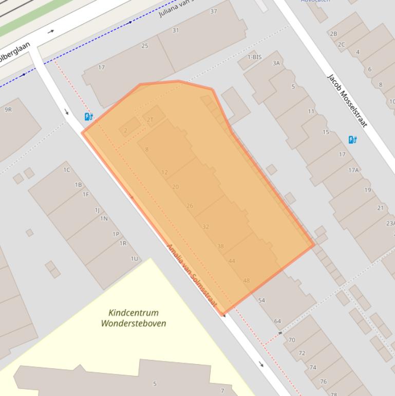 Kaart van postcodegebied 2595TB.