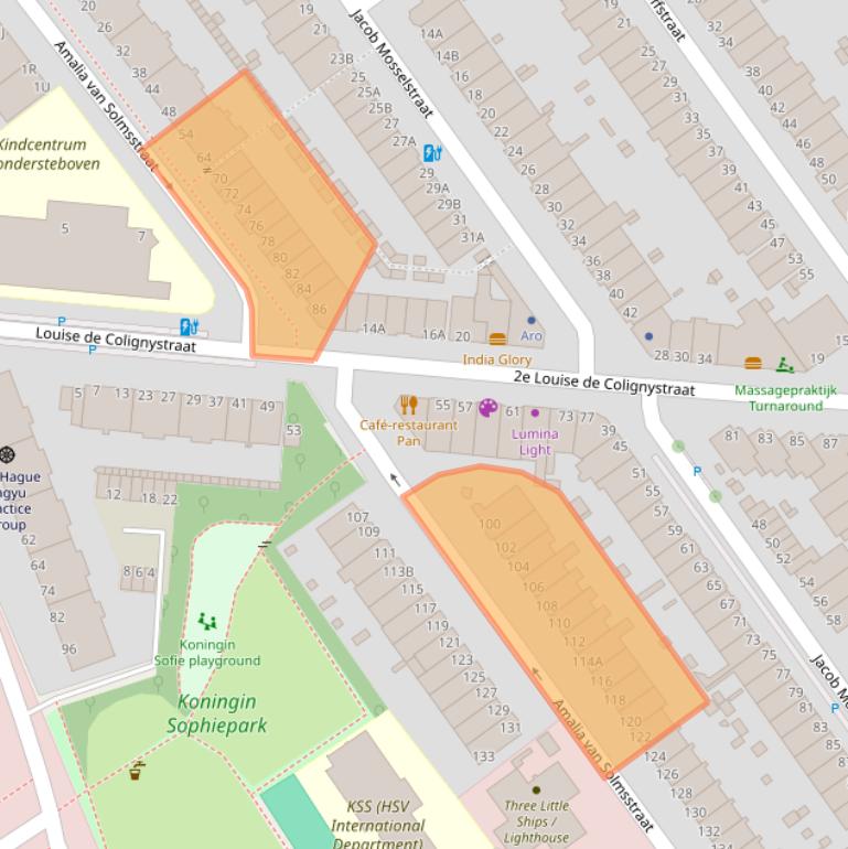 Kaart van postcodegebied 2595TC.