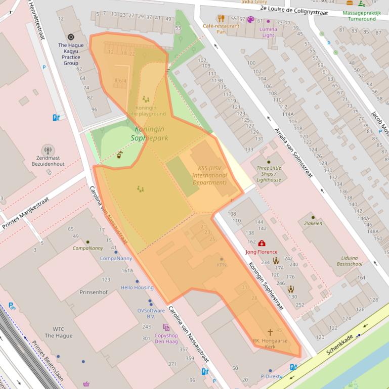 Kaart van postcodegebied 2595TG.