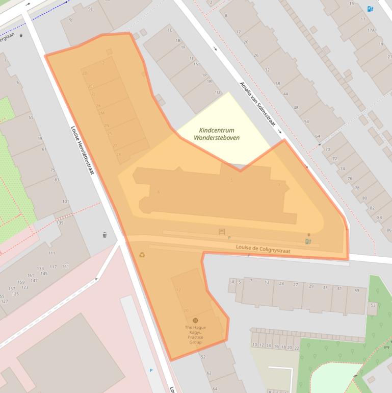 Kaart van postcodegebied 2595TH.