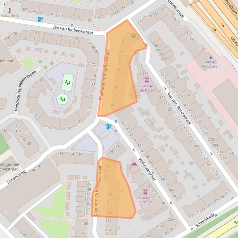 Kaart van postcodegebied 2595VM.