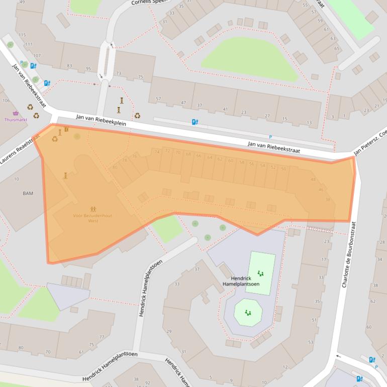 Kaart van postcodegebied 2595WS.
