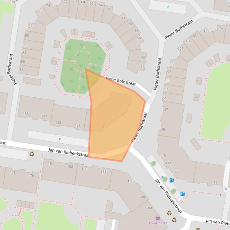 Kaart van postcodegebied 2595XA.