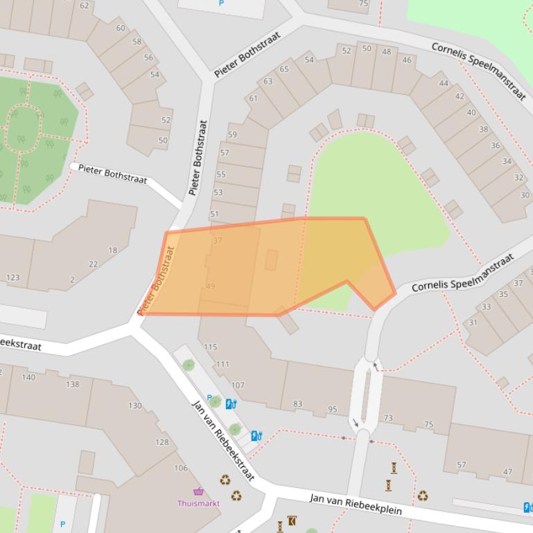 Kaart van postcodegebied 2595XC.