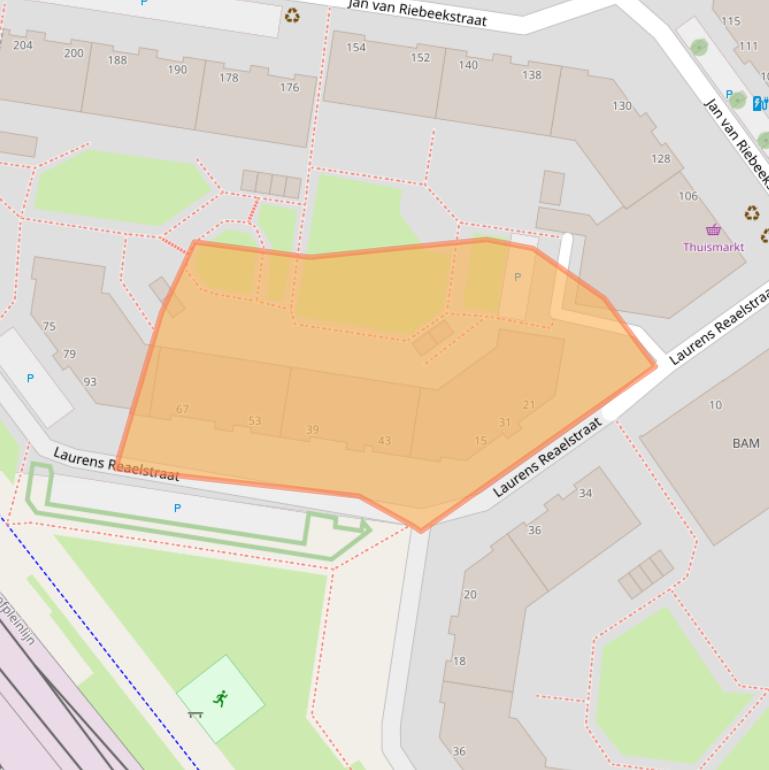 Kaart van postcodegebied 2595XK.