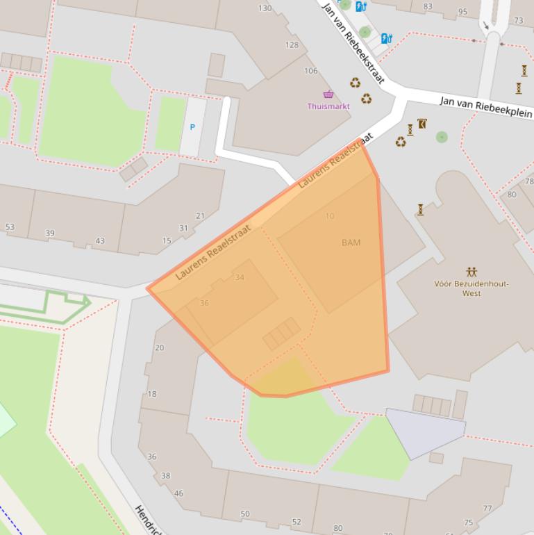 Kaart van postcodegebied 2595XM.