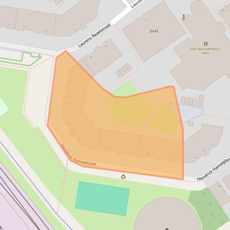 Kaart van postcodegebied 2595XN.