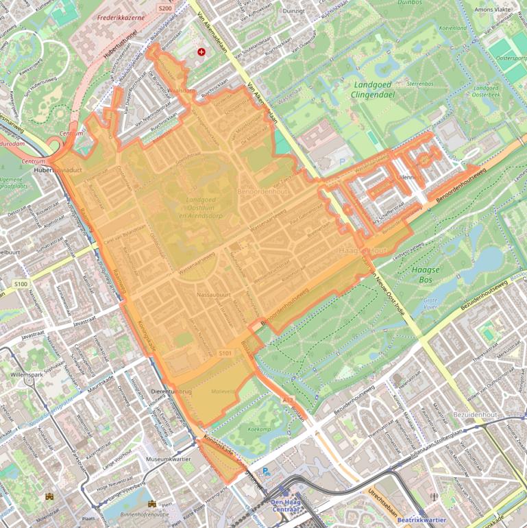 Kaart van postcodegebied 2596.