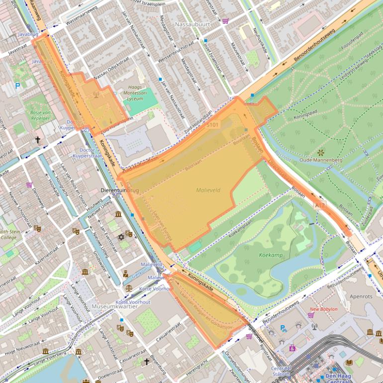 Kaart van postcodegebied 2596AA.