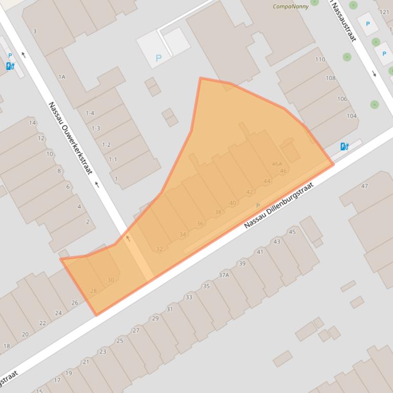 Kaart van postcodegebied 2596AE.