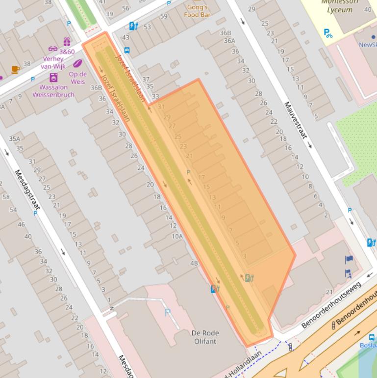 Kaart van postcodegebied 2596AM.