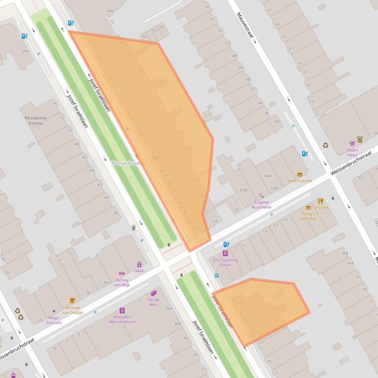 Kaart van postcodegebied 2596AN.