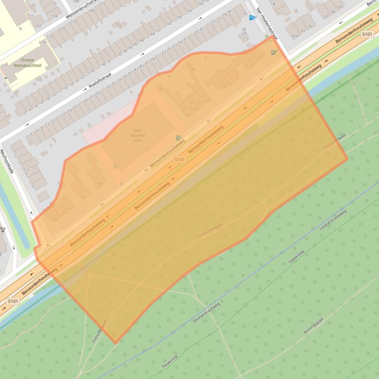 Kaart van postcodegebied 2596BC.