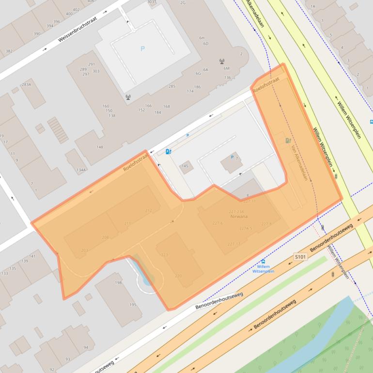 Kaart van postcodegebied 2596BE.