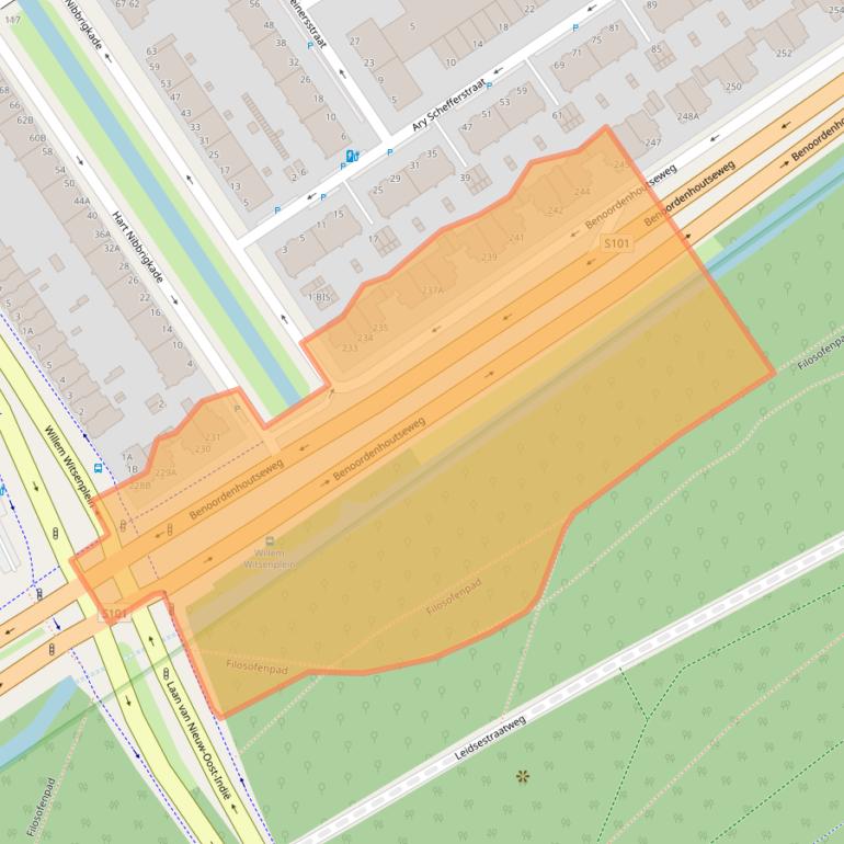 Kaart van postcodegebied 2596BG.