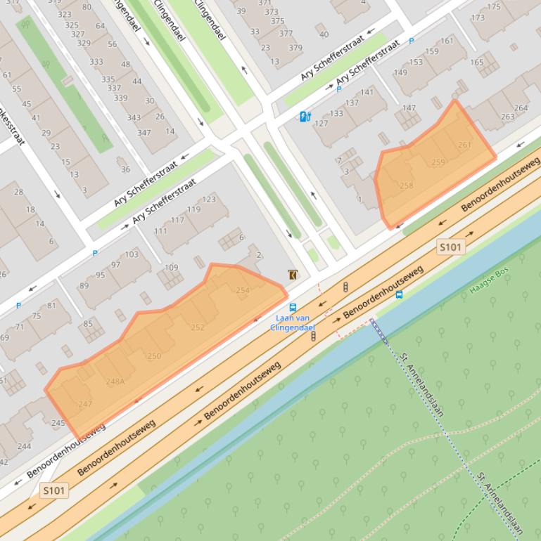 Kaart van postcodegebied 2596BH.