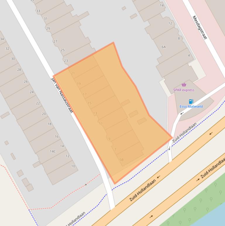 Kaart van postcodegebied 2596BL.