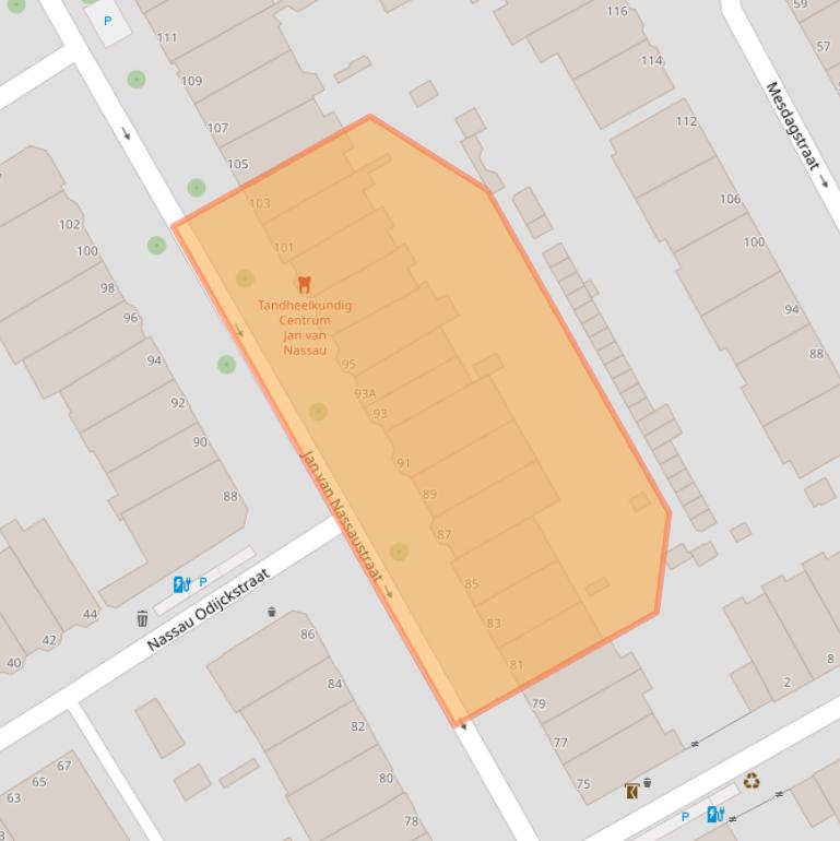 Kaart van postcodegebied 2596BR.