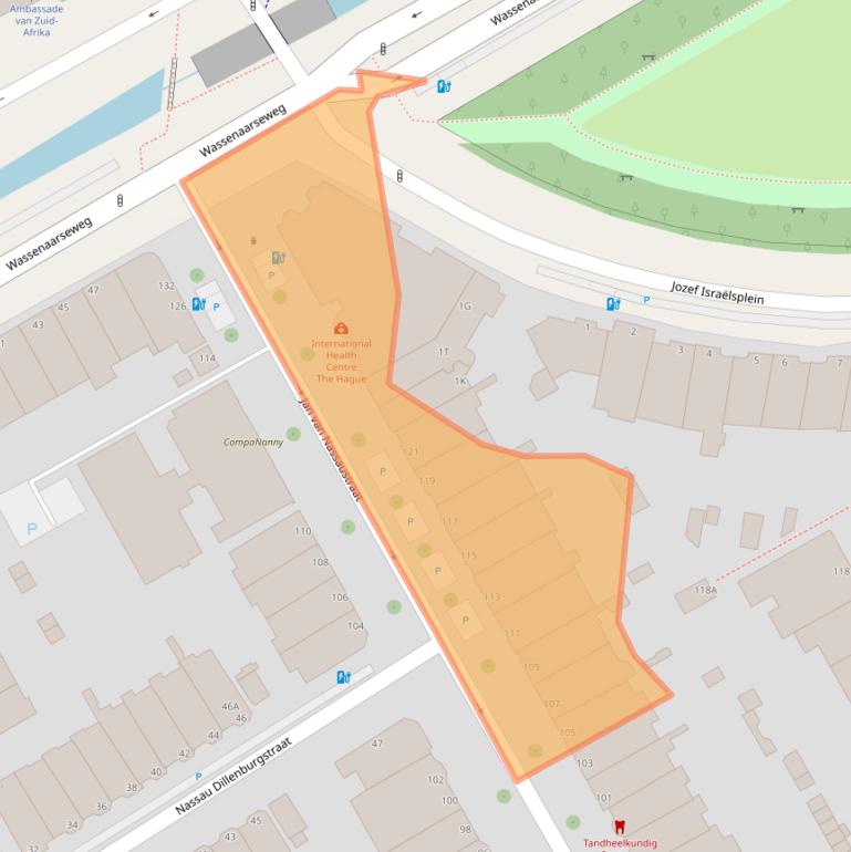 Kaart van postcodegebied 2596BS.