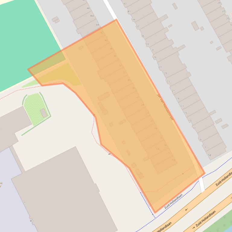 Kaart van postcodegebied 2596BT.