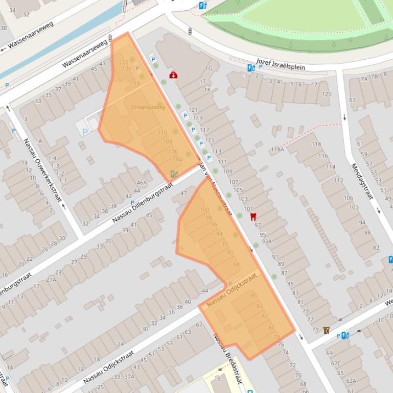 Kaart van postcodegebied 2596BW.