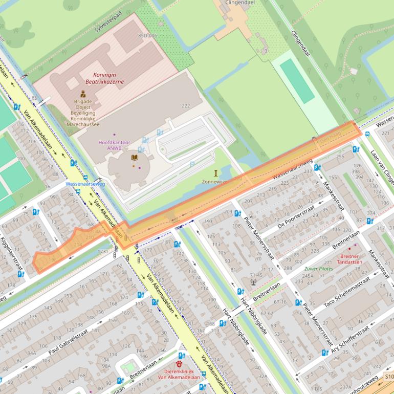 Kaart van postcodegebied 2596EC.