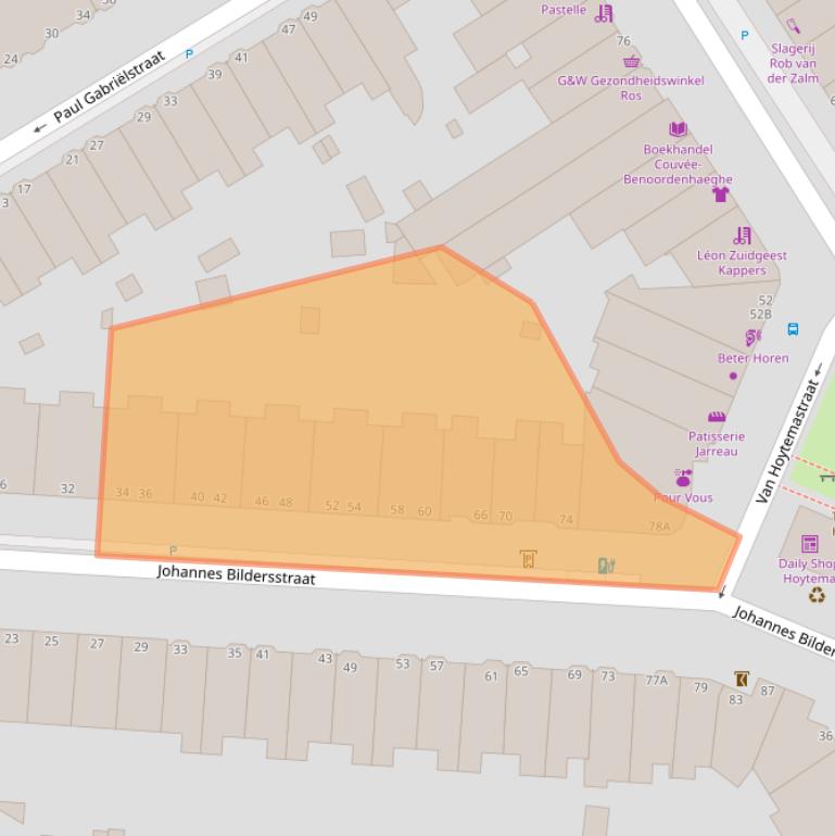 Kaart van postcodegebied 2596EJ.