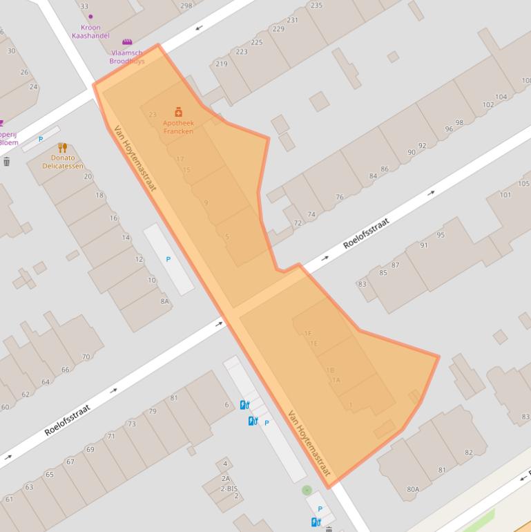 Kaart van postcodegebied 2596EM.