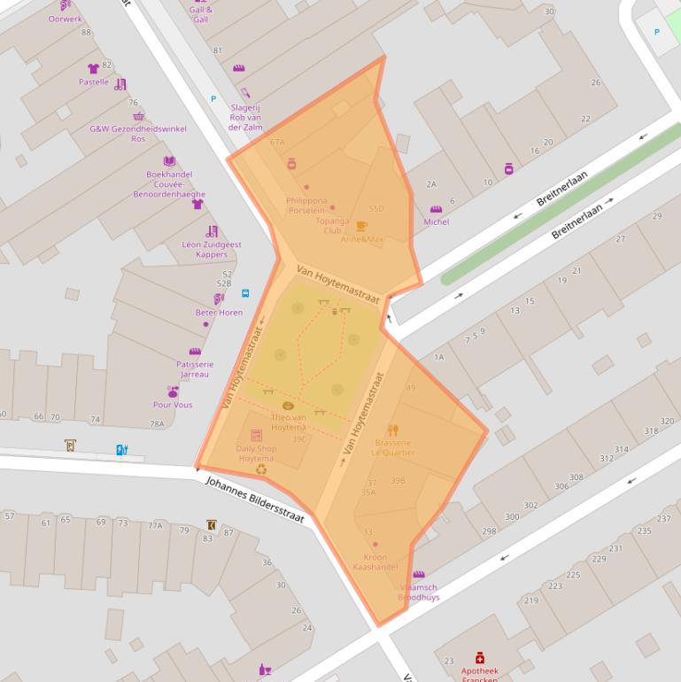 Kaart van postcodegebied 2596EN.