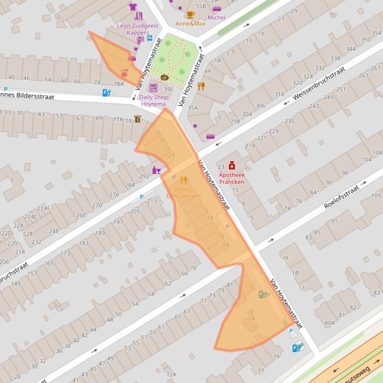 Kaart van postcodegebied 2596ER.