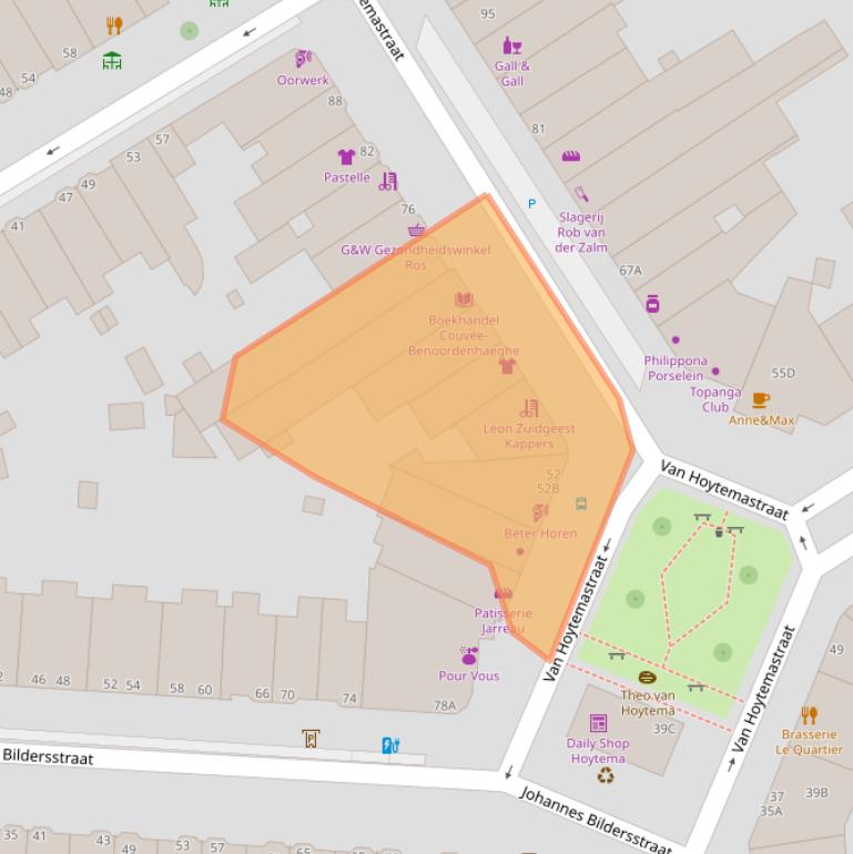 Kaart van postcodegebied 2596ES.