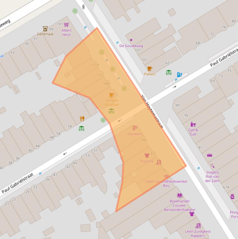 Kaart van postcodegebied 2596ET.