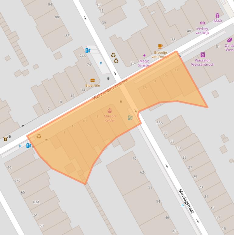 Kaart van postcodegebied 2596GA.