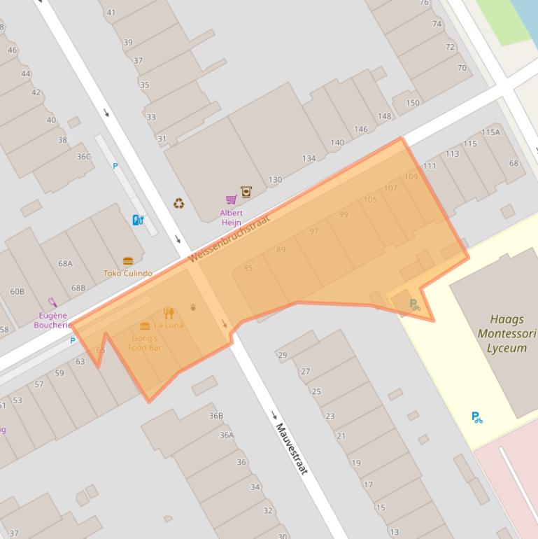 Kaart van postcodegebied 2596GC.