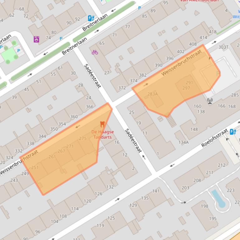 Kaart van postcodegebied 2596GH.