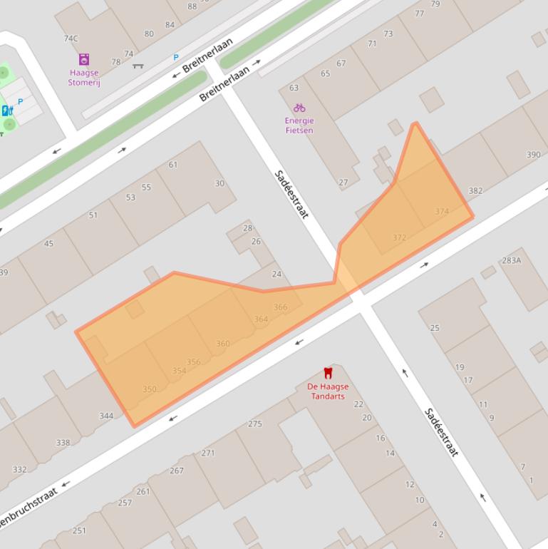 Kaart van postcodegebied 2596GR.