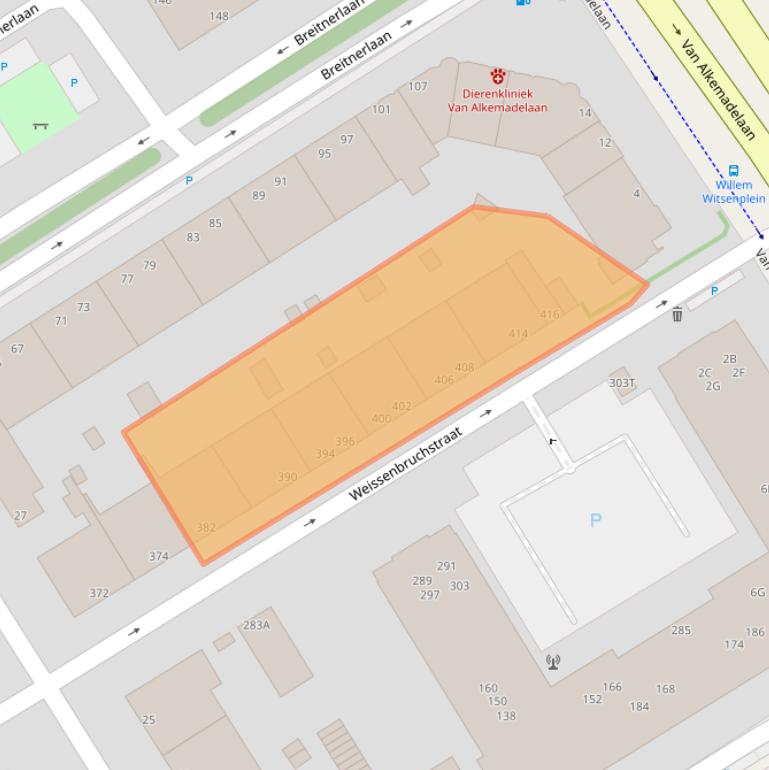 Kaart van postcodegebied 2596GS.