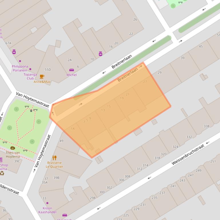 Kaart van postcodegebied 2596GV.