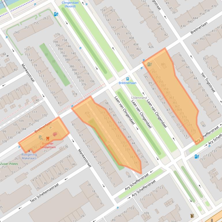 Kaart van postcodegebied 2596HA.