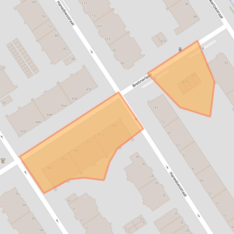 Kaart van postcodegebied 2596HB.