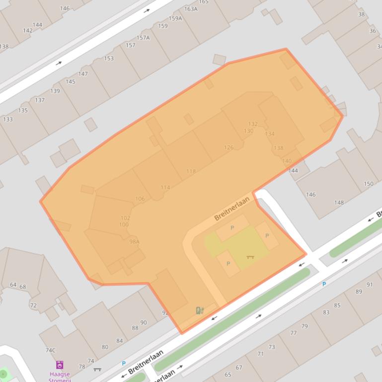 Kaart van postcodegebied 2596HE.