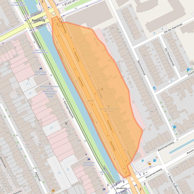 Kaart van postcodegebied 2596HL.