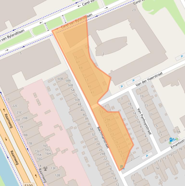 Kaart van postcodegebied 2596JB.