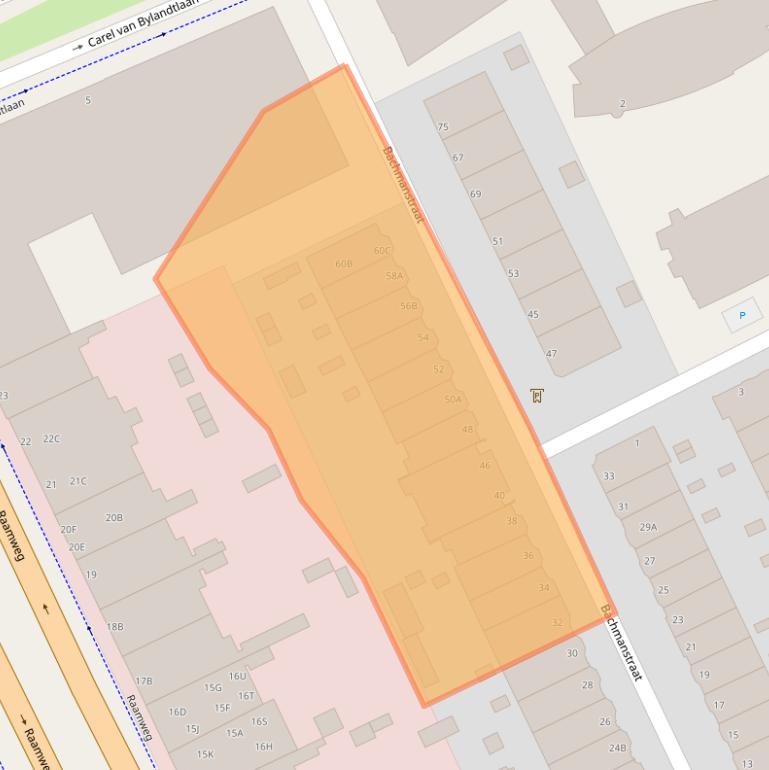 Kaart van postcodegebied 2596JD.