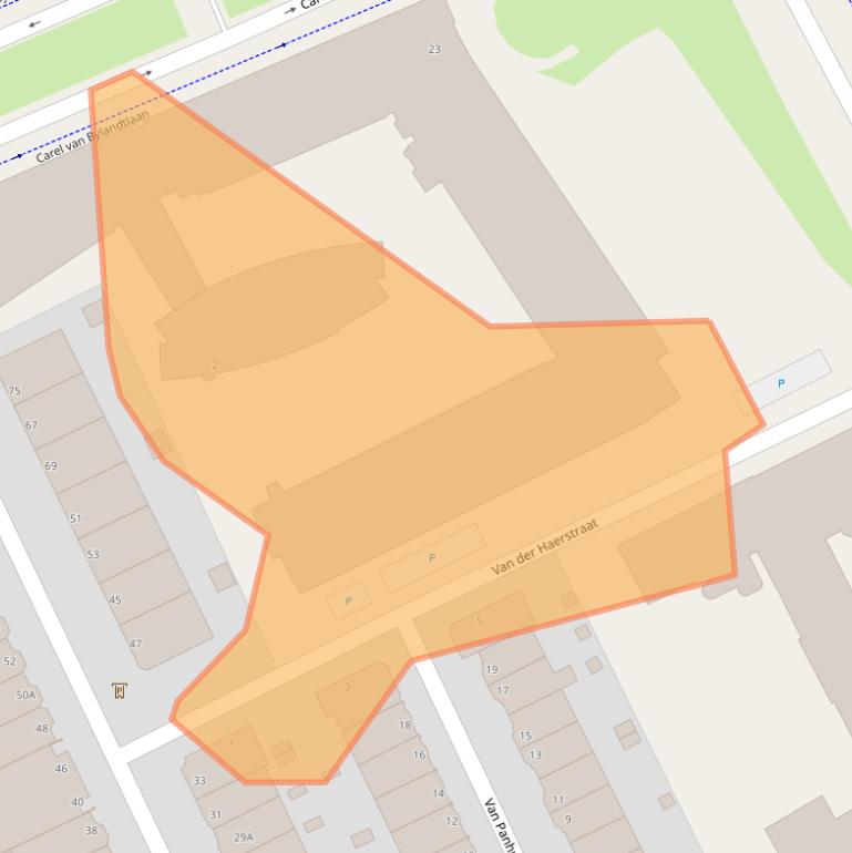 Kaart van postcodegebied 2596JH.