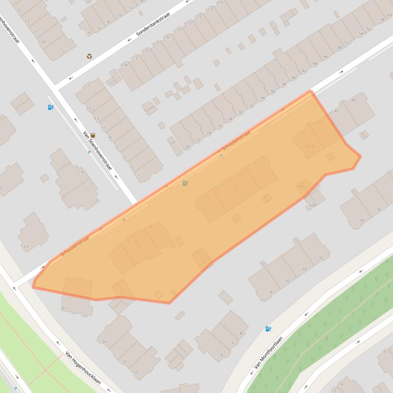 Kaart van postcodegebied 2596SJ.
