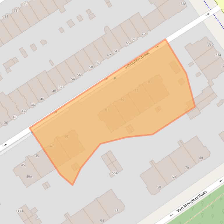 Kaart van postcodegebied 2596SK.