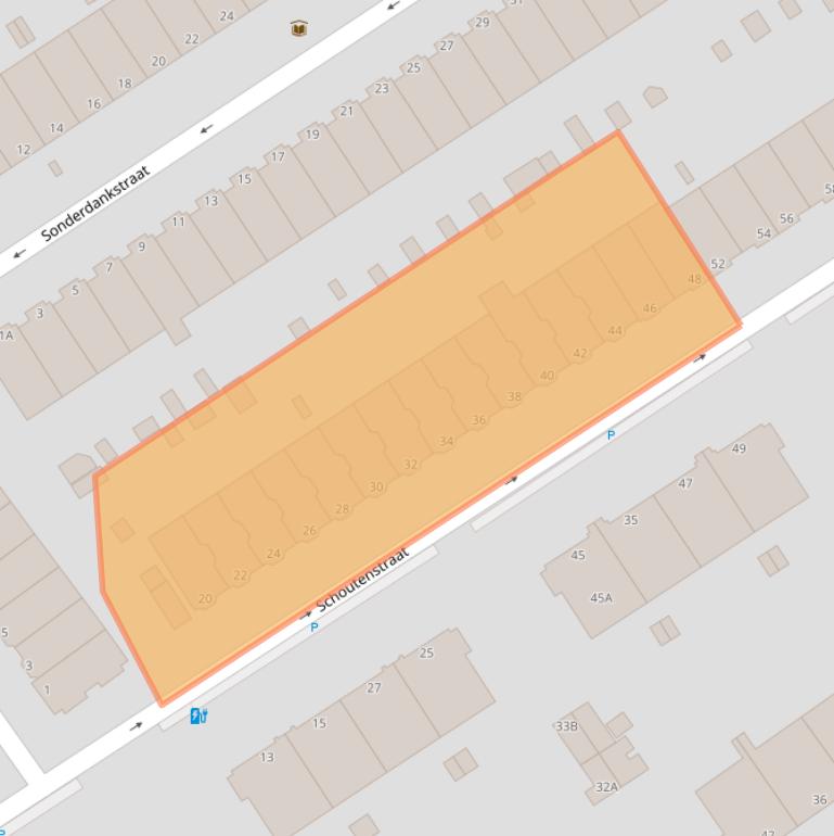 Kaart van postcodegebied 2596SL.