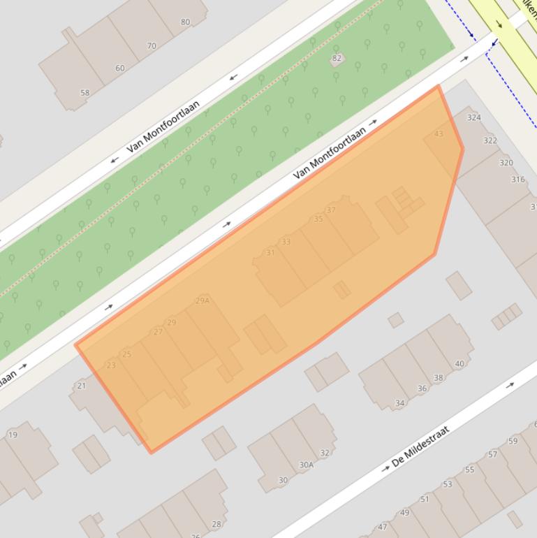 Kaart van postcodegebied 2596SP.