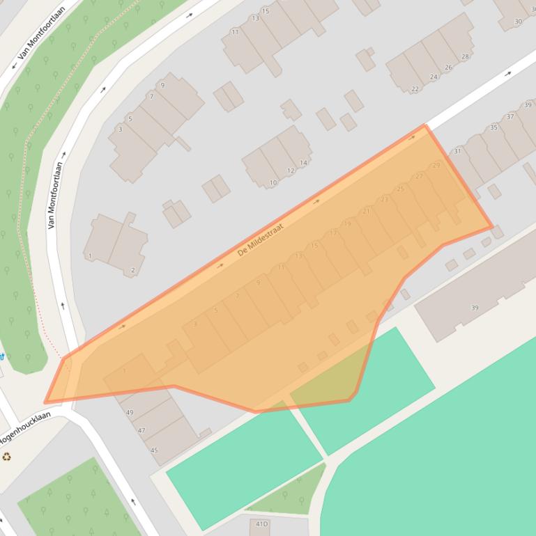 Kaart van postcodegebied 2596SV.